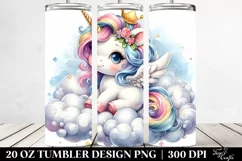 Cute Baby Unicorn Sculpting on Lofty Cloud | 20 Oz Tumbler Product Image 2