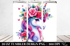 Cute Unicorn Floral Tumbler | 20 oz Tumbler Product Image 2