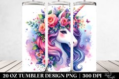 Cute Unicorn Floral Tumbler | 20 oz Tumbler Product Image 2