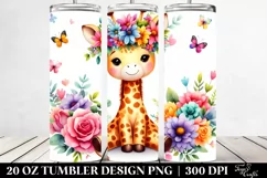 Cute Vibrant Giraffe Flower Crown, 20 oz Tumbler Product Image 2