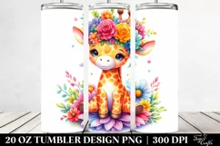 Cute Vibrant Giraffe Flower Crown, 20 oz Tumbler Product Image 2