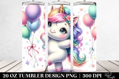 Cute Baby Unicorn Dancing with Balloons | 20 Oz Tumbler Product Image 2