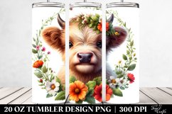 Cute Highland Cow with Nasturtium | 20 Oz Tumbler Product Image 2