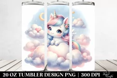 Cute Baby Unicorn on Lofty Cloud | 20 Oz Tumbler Product Image 2