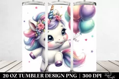Cute Baby Unicorn Dancing with Balloons | 20 Oz Tumbler Product Image 2