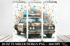 Watercolor Vintage Rusty Police Car with Confetti | 20 Oz Product Image 2
