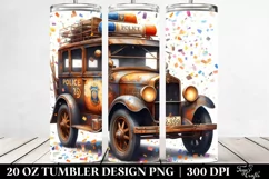 Watercolor Vintage Rusty Police Car with Confetti | 20 Oz Product Image 2