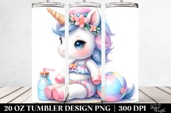 Cute Baby Unicorn with Beachwear | 20 Oz Tumbler Product Image 2