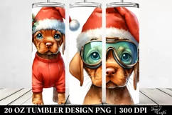 Expressive Vizsla with Santa Hat 20 Oz Tumbler Product Image 2
