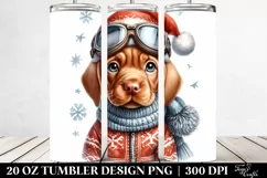 Expressive Vizsla with Santa Hat 20 Oz Tumbler Product Image 2