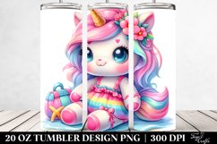 Cute Baby Unicorn with Beachwear | 20 Oz Tumbler Product Image 2