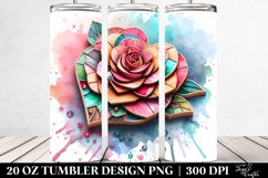Watercolor Splash,Detailed Rose | 20 Oz Tumbler Product Image 2