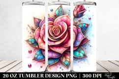 Watercolor Splash,Detailed Rose | 20 Oz Tumbler Product Image 2