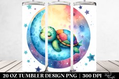 Colorful Turtle Sleeping on Moon | 20 Oz Tumbler Product Image 2