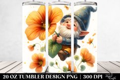 Cute Gnome Falling with Nasturtium | 20 oz Tumbler Product Image 2