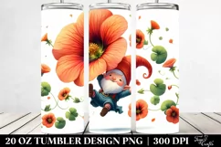 Cute Gnome Falling with Nasturtium | 20 oz Tumbler Product Image 2