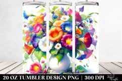 20 Oz Tumbler Sublimation | Colorful Watercolor Vase Morning Product Image 2