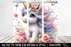 Cute Baby Unicorn Surrounded by Spring Petals | 20 Oz Product Image 2