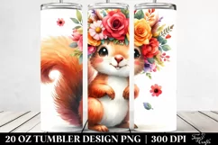 Cute Vibrant Squirrel Flower Crown, 20 oz Tumbler Product Image 2
