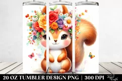 Cute Vibrant Squirrel Flower Crown, 20 oz Tumbler Product Image 2
