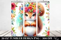 Cute Vibrant Squirrel Flower Crown, 20 oz Tumbler Product Image 2