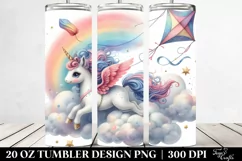 Cute Unicorn Riding on Comet | 20 Oz Tumbler Product Image 2