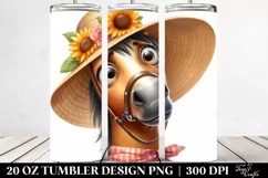 Funny Horse Portrait with Sun Hat Clipart Product Image 2