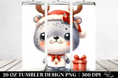 Expressive Seal with Reindeer Horns 20 Oz Tumbler Product Image 2