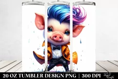 Expressive Pig with Raincoat 20 Oz Tumbler Product Image 2