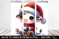 Expressive Cow with Santa Hat 20 Oz Tumbler Product Image 2