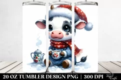 Expressive Cow with Santa Hat 20 Oz Tumbler Product Image 2