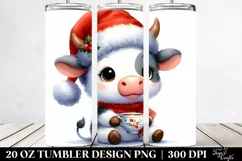 Expressive Cow with Santa Hat 20 Oz Tumbler Product Image 2
