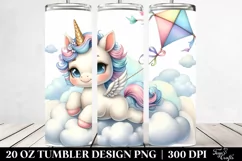 Cute Baby Unicorn Bouncing on Cloud Puff | 20 Oz Tumbler Product Image 2