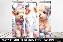Cute Highland Cow with Christmas Decorations 20 Oz Tumbler Product Image 2