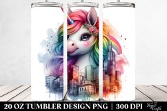 Urban Scene Baby Unicorn. 20 Oz Tumbler Design Product Image 2