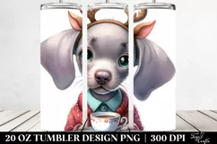 Enthusiastic Weimaraner with Reindeer Horns 20 Oz Tumbler Product Image 2