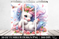 Baby Unicorn Tumbling with Spring Petals | 20 Oz Tumbler Product Image 2