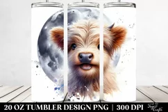 Cute Highland Cow Moon | 20 Oz Tumbler Product Image 2