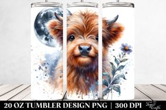 Watercolor Baby Highland Cow, Moon Splash | 20 Oz Tumbler Product Image 2