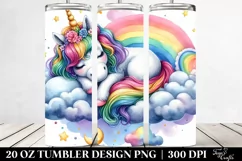 Colorful Unicorn Napping on a Cloud | 20 Oz Tumbler Product Image 2