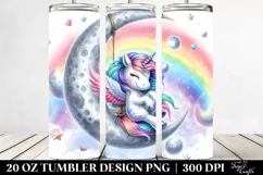 Cute Unicorn Swinging from a Rainbow | 20 Oz Tumbler Product Image 2