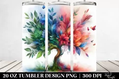Vibrant Watercolor 3D Tree. 20 Oz Tumbler Design Product Image 2