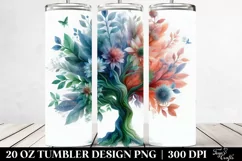 Vibrant Watercolor 3D Tree. 20 Oz Tumbler Design Product Image 2