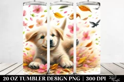 20 Oz Tumbler Sublimation | Dog Tumbling Spring Petals Product Image 2