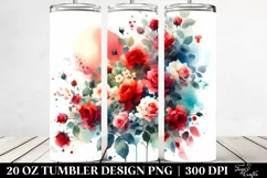 Watercolor Abstract Vibrant Small Red Roses | 20 oz Tumbler Product Image 2