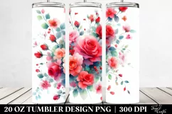 Watercolor Abstract Vibrant Small Red Roses | 20 oz Tumbler Product Image 2