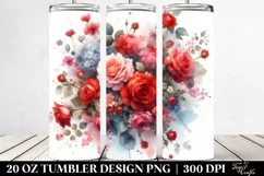 Watercolor Abstract Vibrant Small Red Roses | 20 oz Tumbler Product Image 2