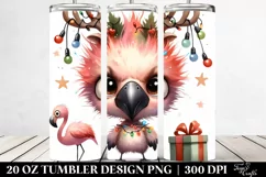Expressive Flamingo with Reindeer Horns 20 Oz Tumbler Product Image 2