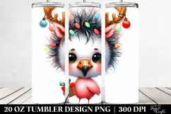 Expressive Flamingo with Reindeer Horns 20 Oz Tumbler Product Image 2