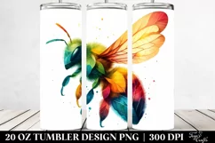 Vibrant Watercolor Bee. 20 Oz Tumbler Design Product Image 2